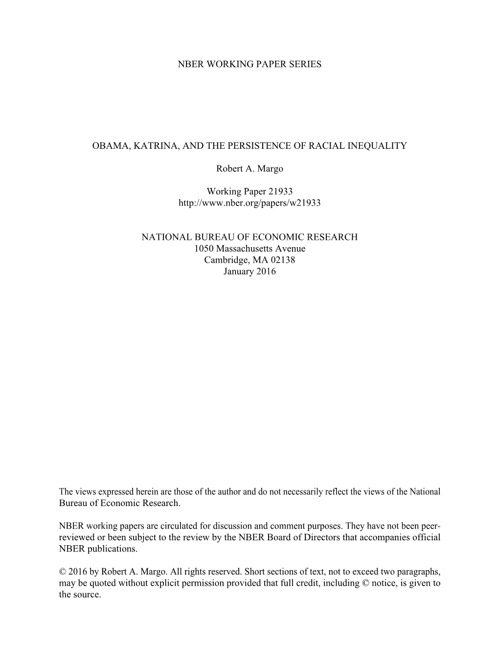 Obama, Katrina, and the Persistence of Racial Inequality