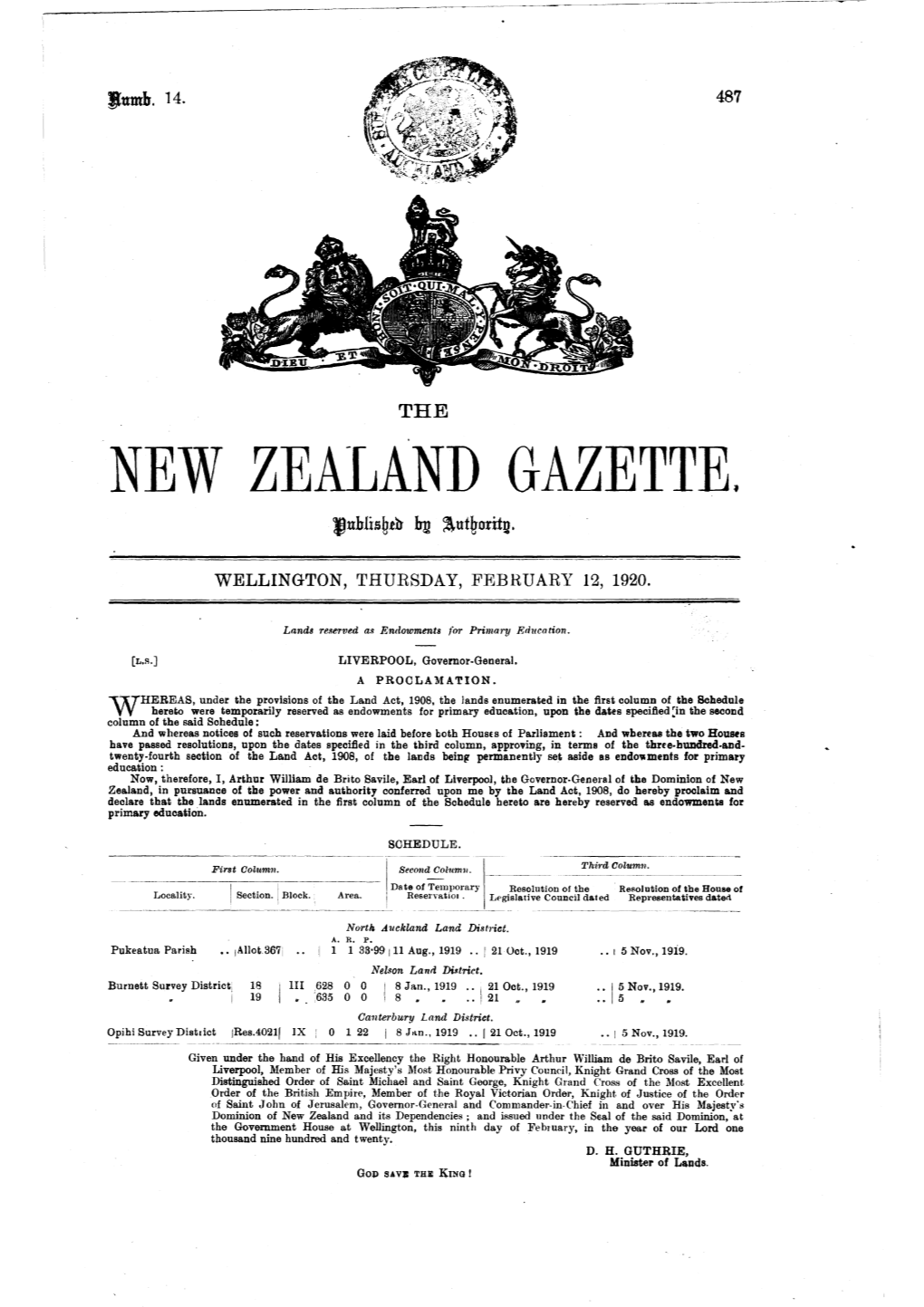 No 14, 12 February 1920