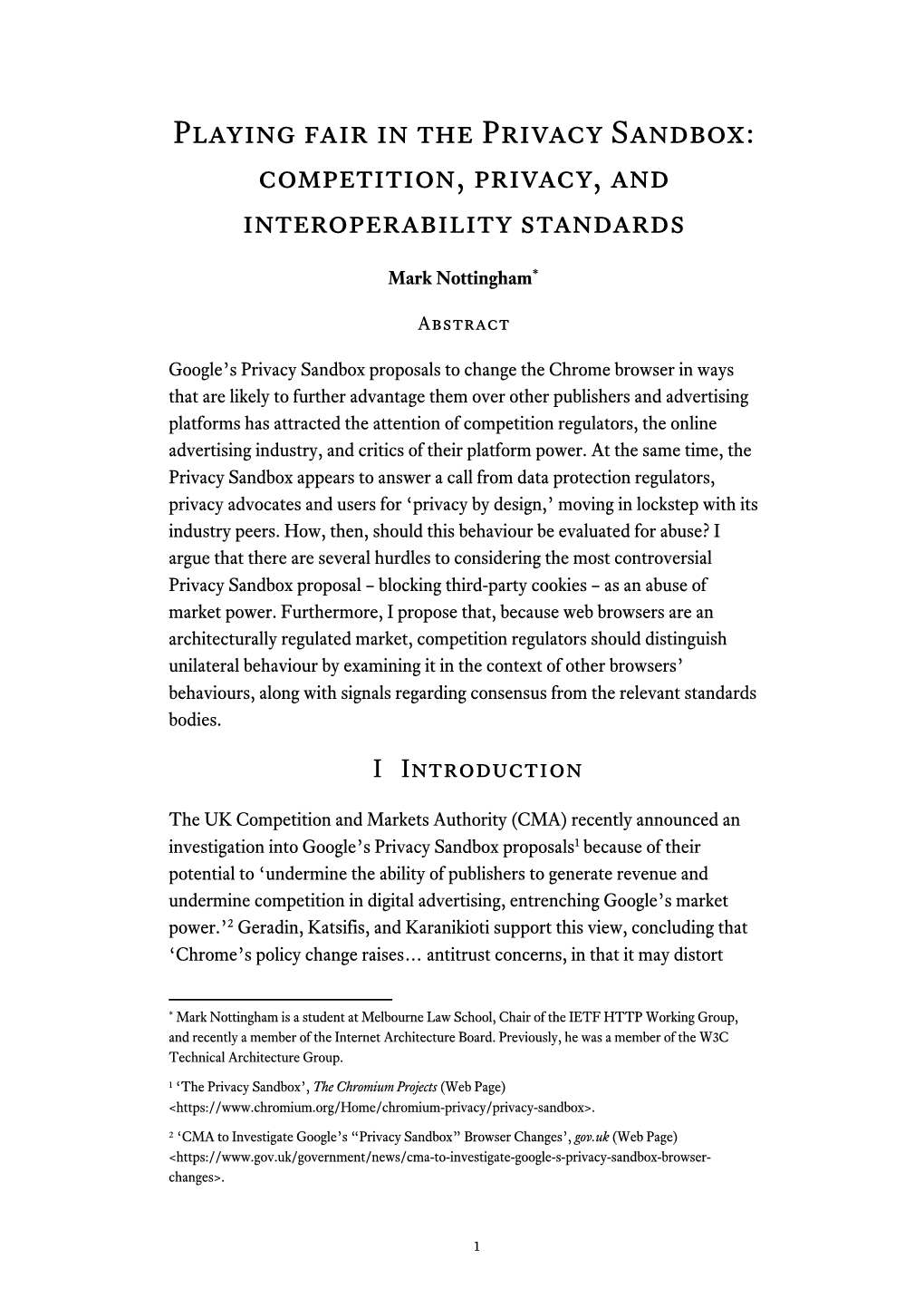 Playing Fair in the Privacy Sandbox: Competition, Privacy, and Interoperability Standards