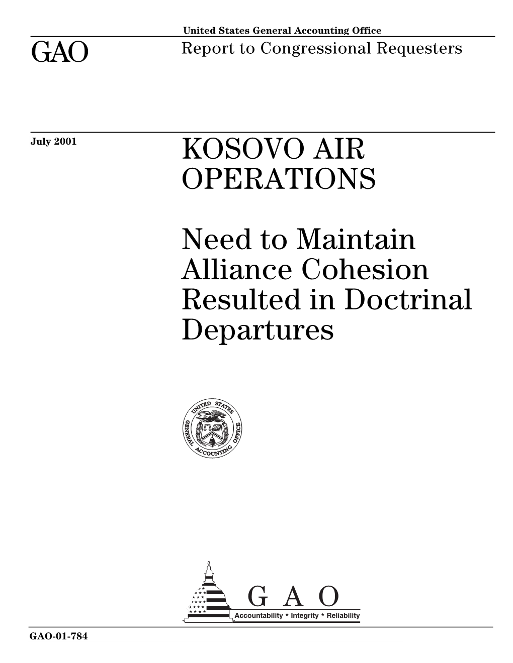 GAO-01-784 Kosovo Air Operations Related GAO Products 32