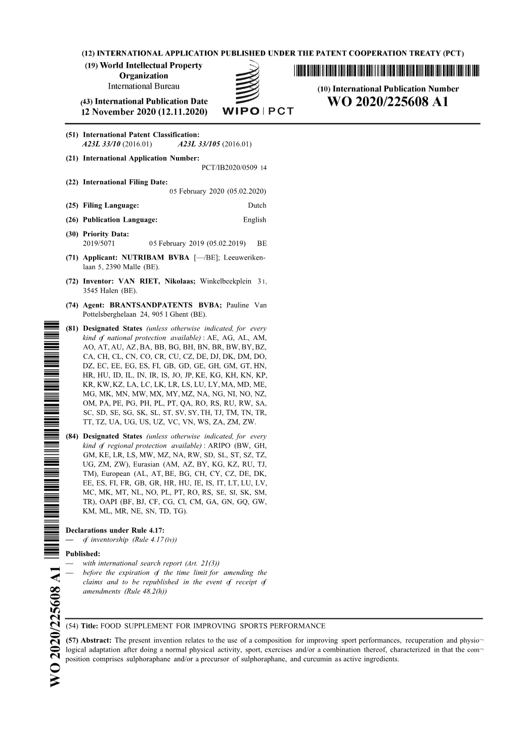 ) (51) International Patent Classification: A23L 33/10 (2016.01