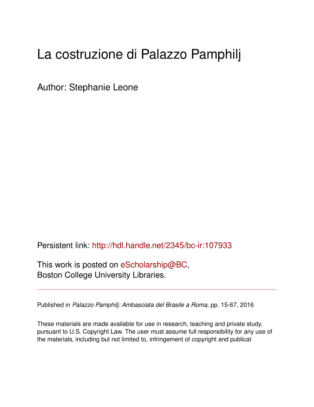 La Costruzione Di Palazzo Pamphilj