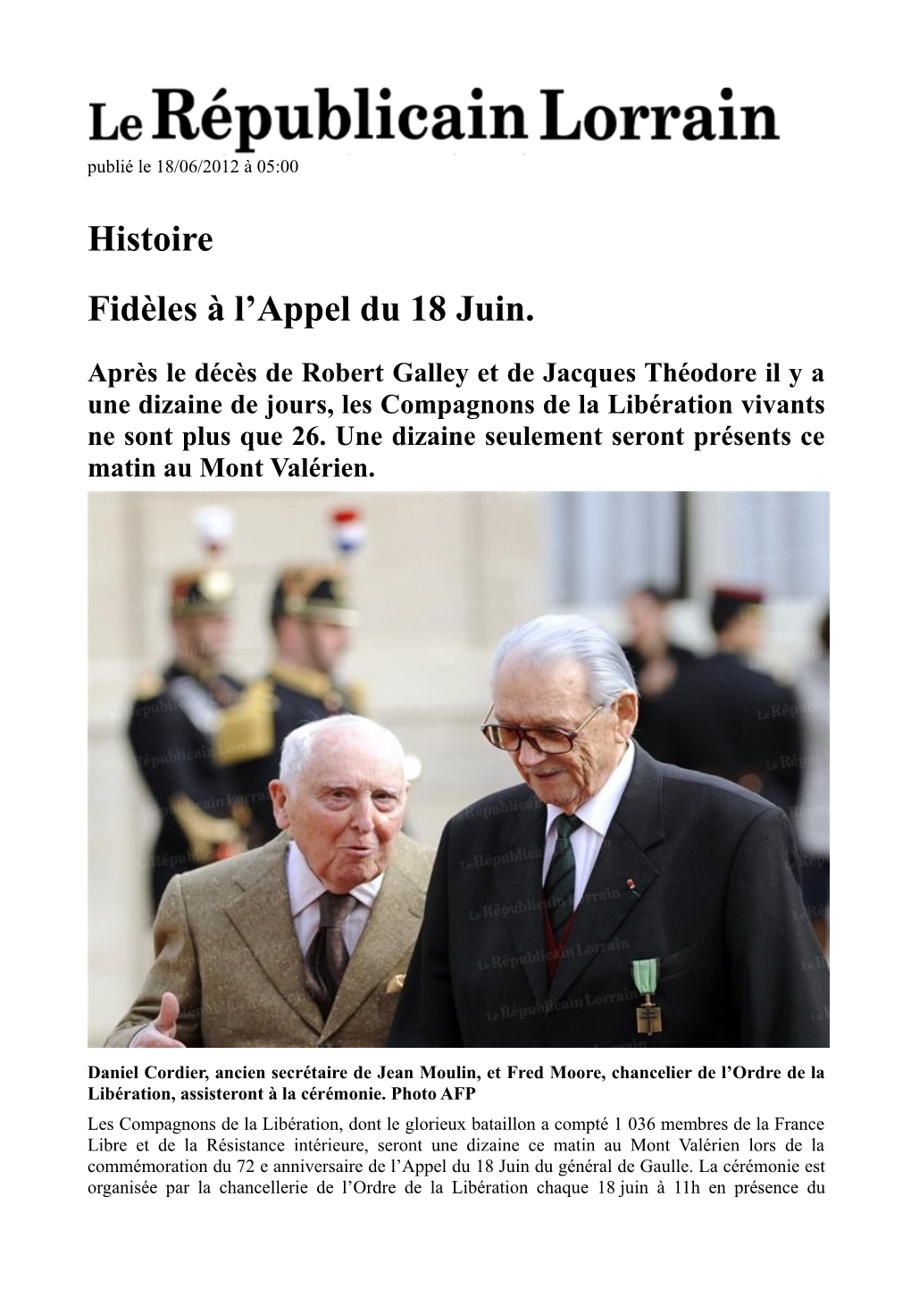 Histoire Fidèles À L'appel Du 18 Juin