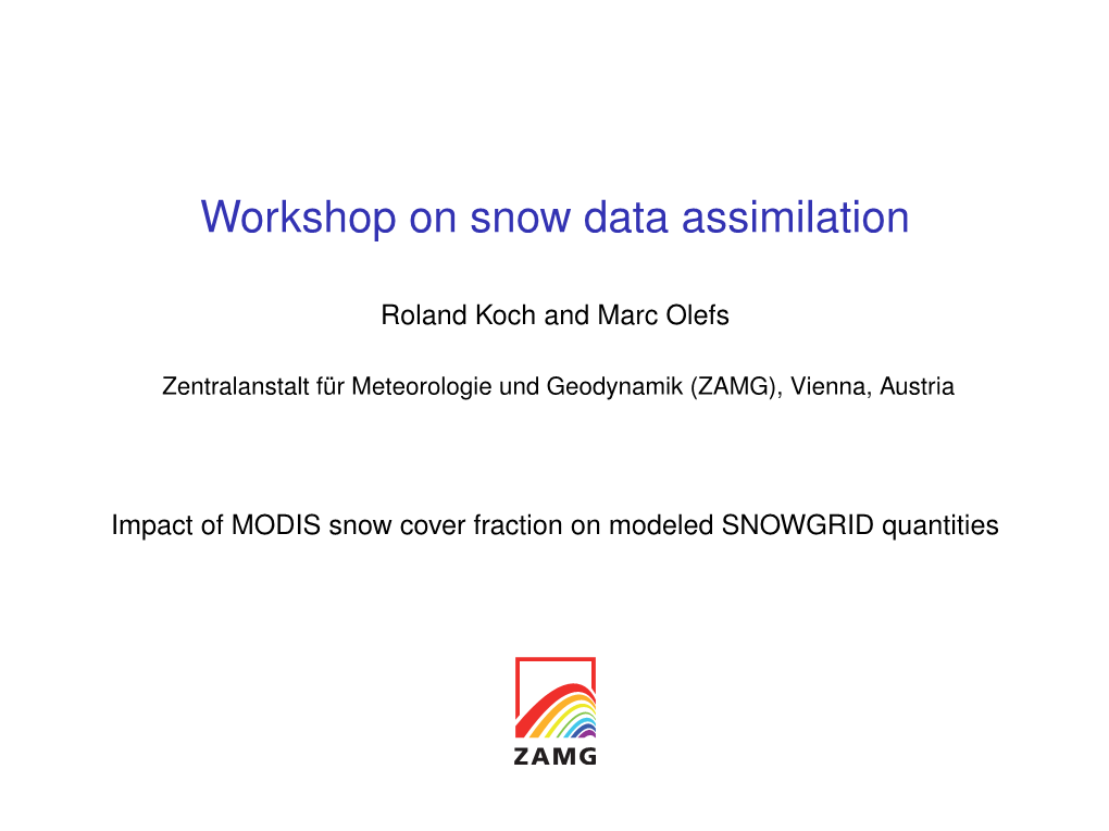 Workshop on Snow Data Assimilation