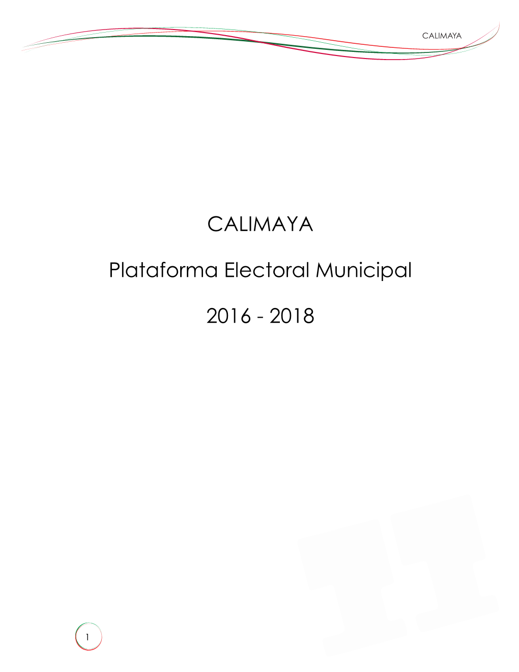 CALIMAYA Plataforma Electoral Municipal 2016