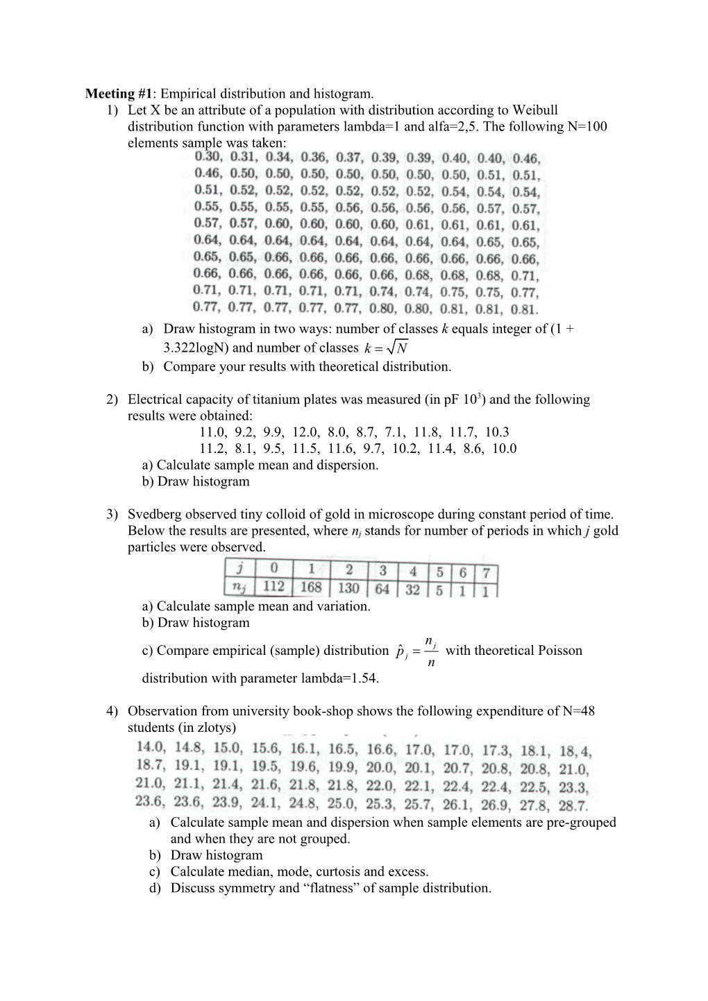 Meeting I: Empirical Distribution and Histogram