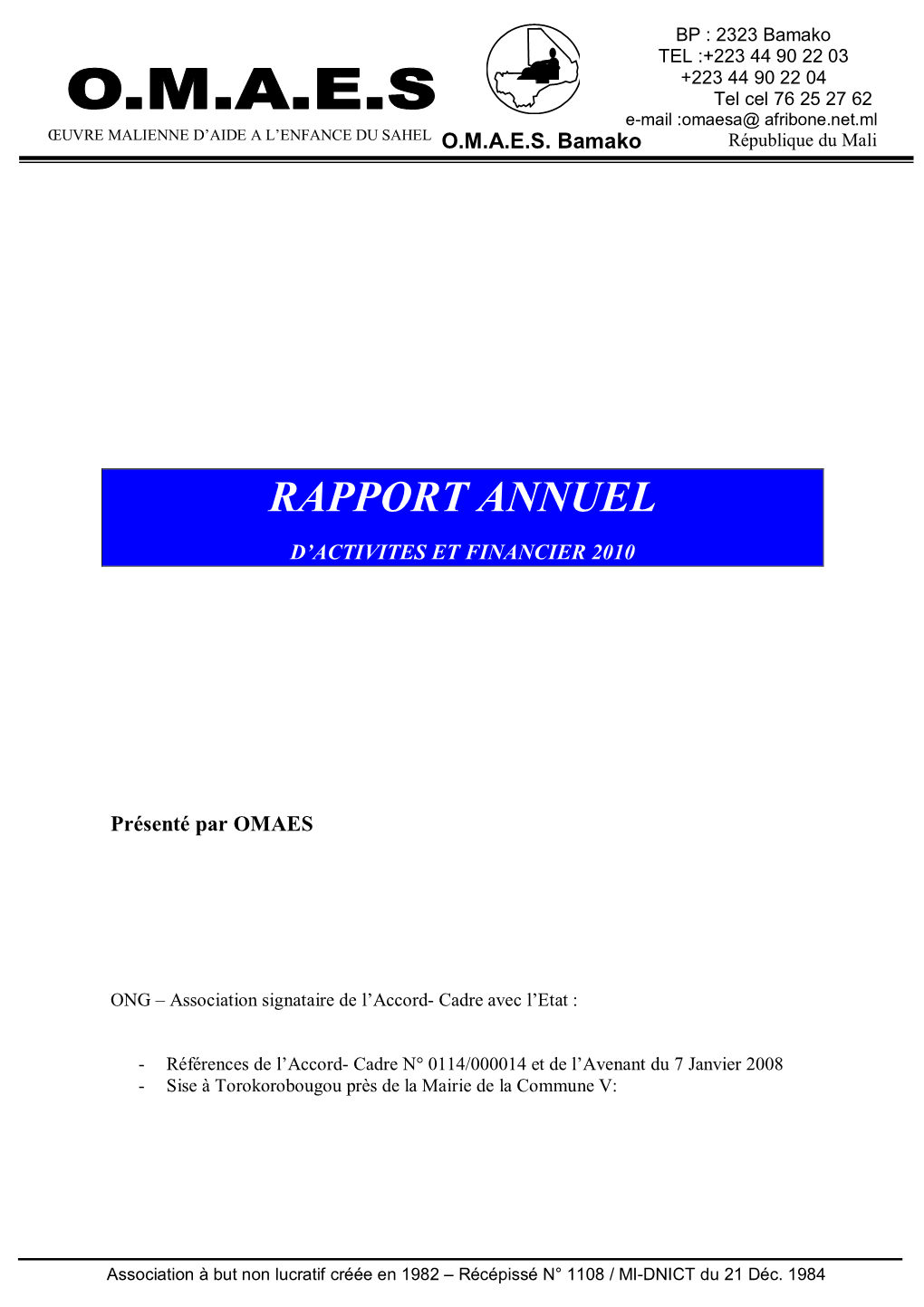 Rapport Annuel