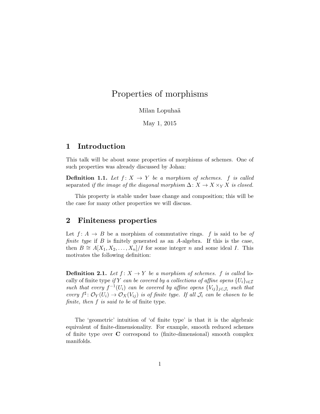 Properties of Morphisms