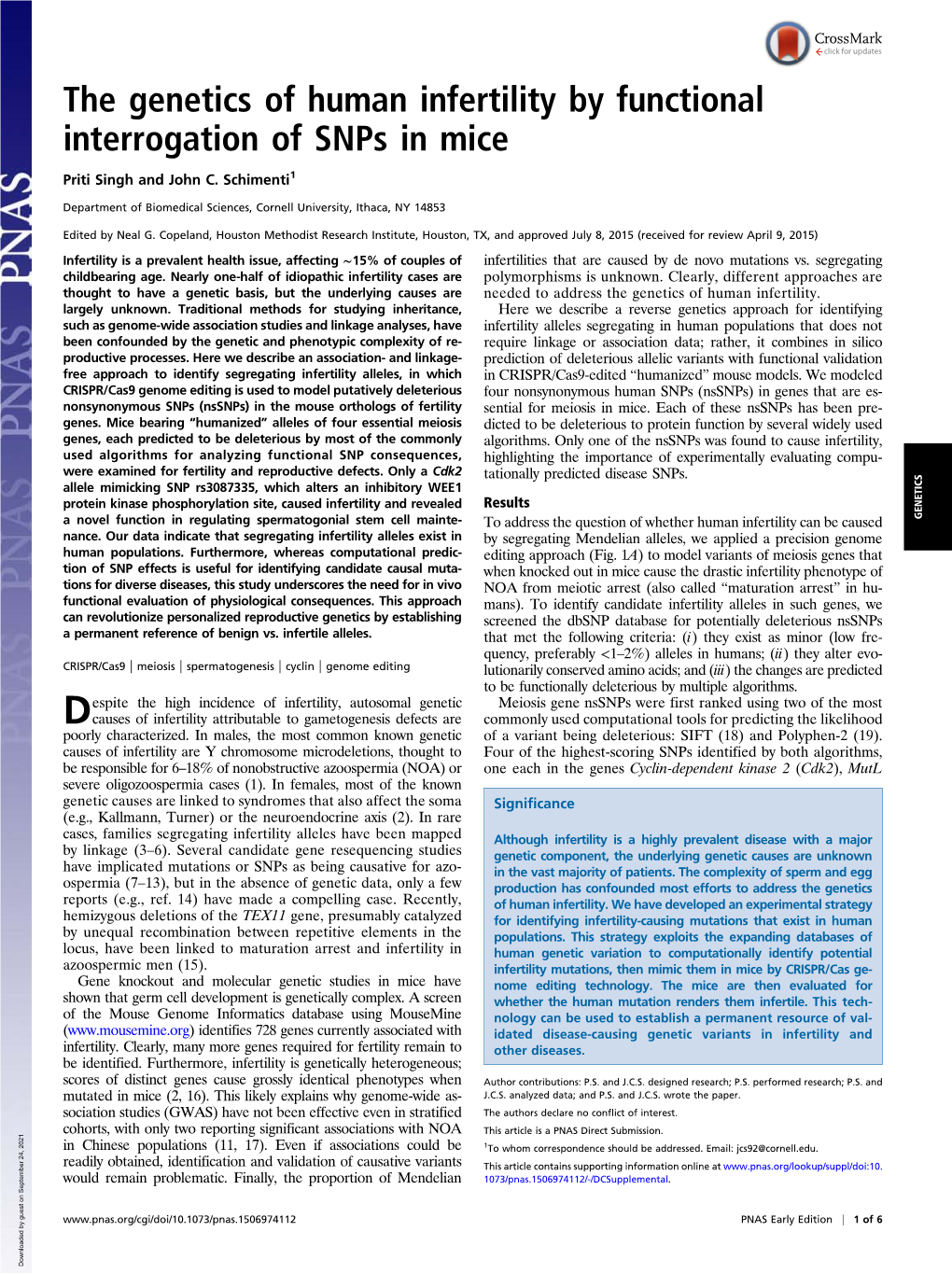 The Genetics of Human Infertility by Functional Interrogation of Snps in Mice