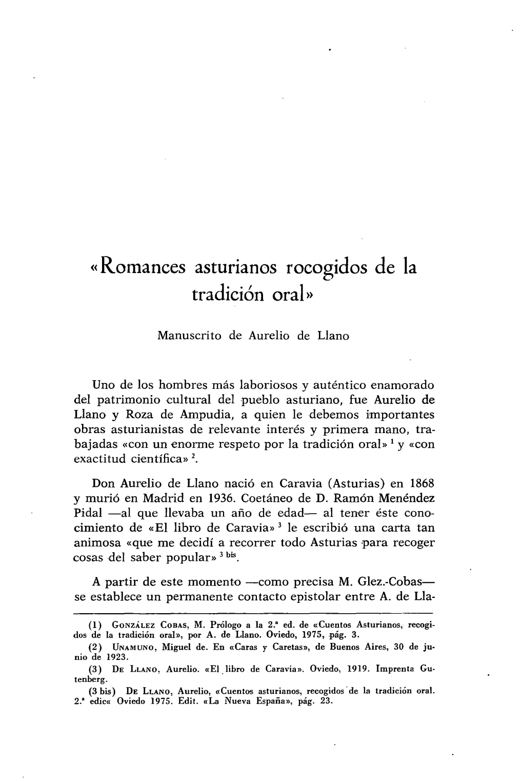 «Romances Asturianos Rocogidos De La Tradicion Oral»