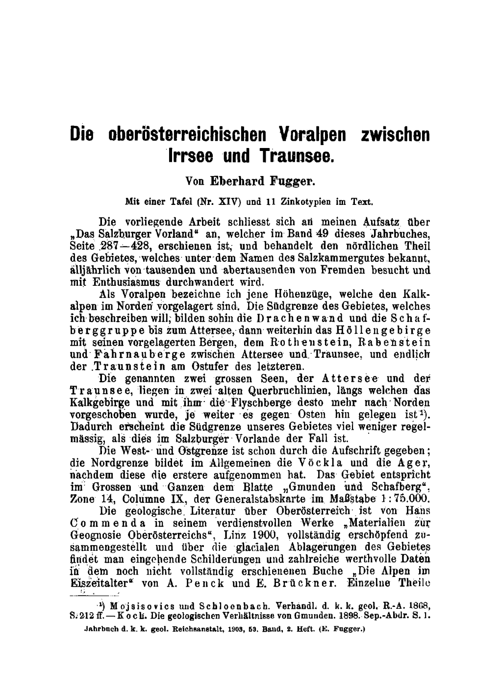 Die Oberösterreichischen Voralpen Zwischen Irrsee Und Traunsee. Von Eberhard Fugger