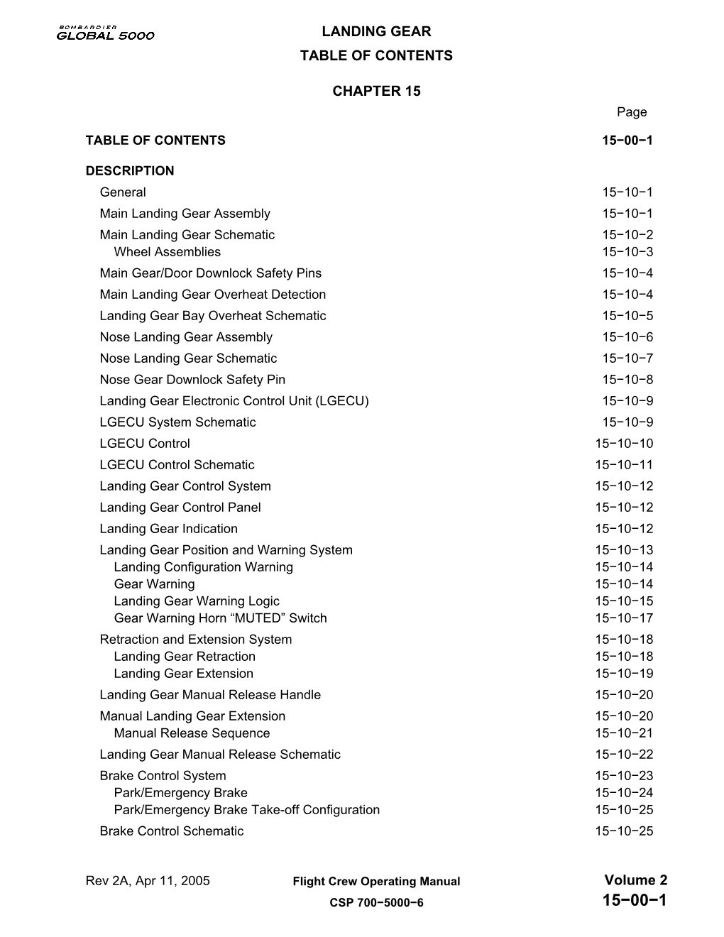 Global 5000 Flight Crew Operating Manual