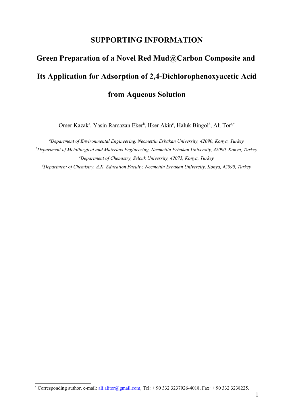 Green Preparation of a Novel Red Mud Carbon Composite And