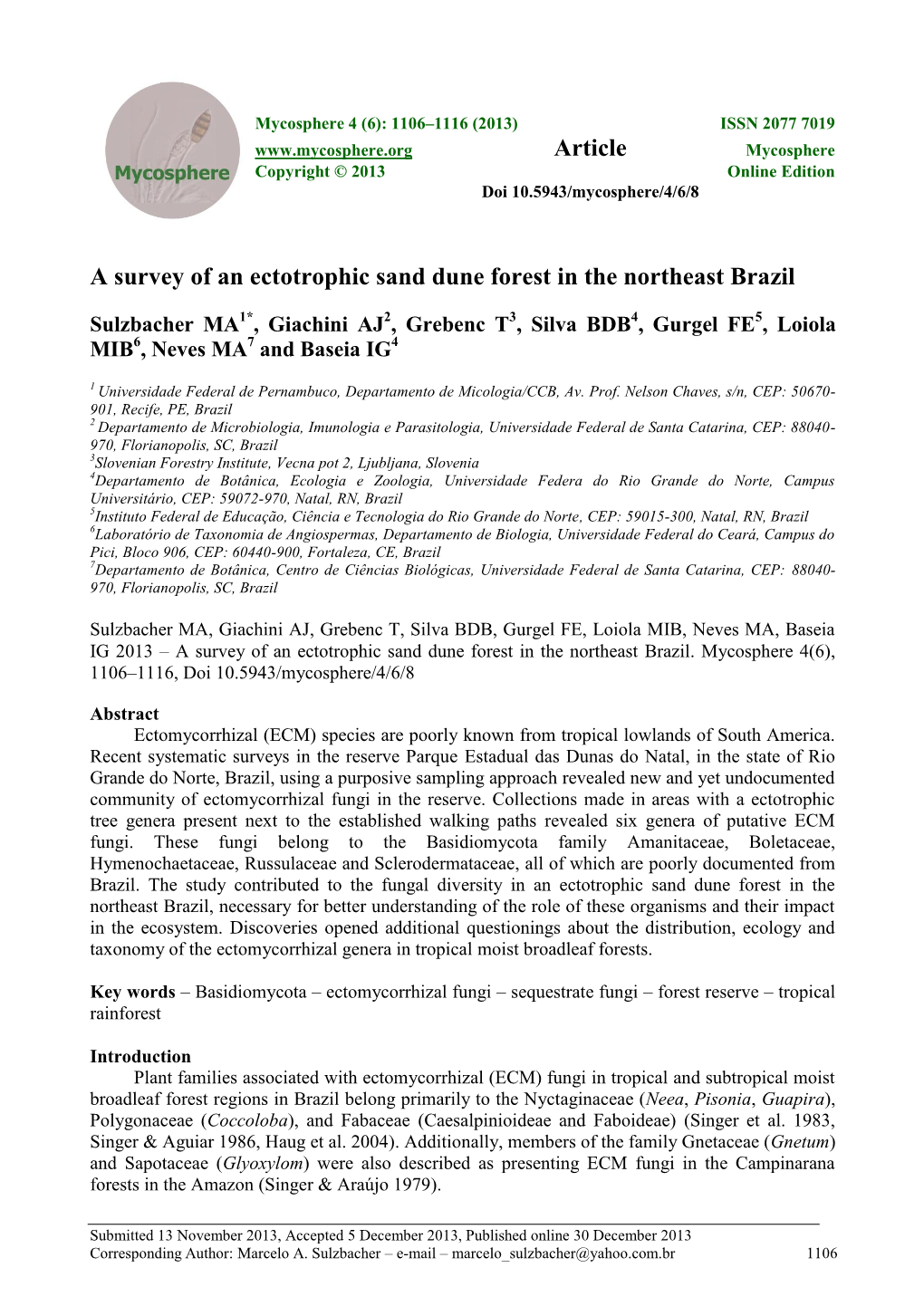 A Survey of an Ectotrophic Sand Dune Forest in the Northeast Brazil