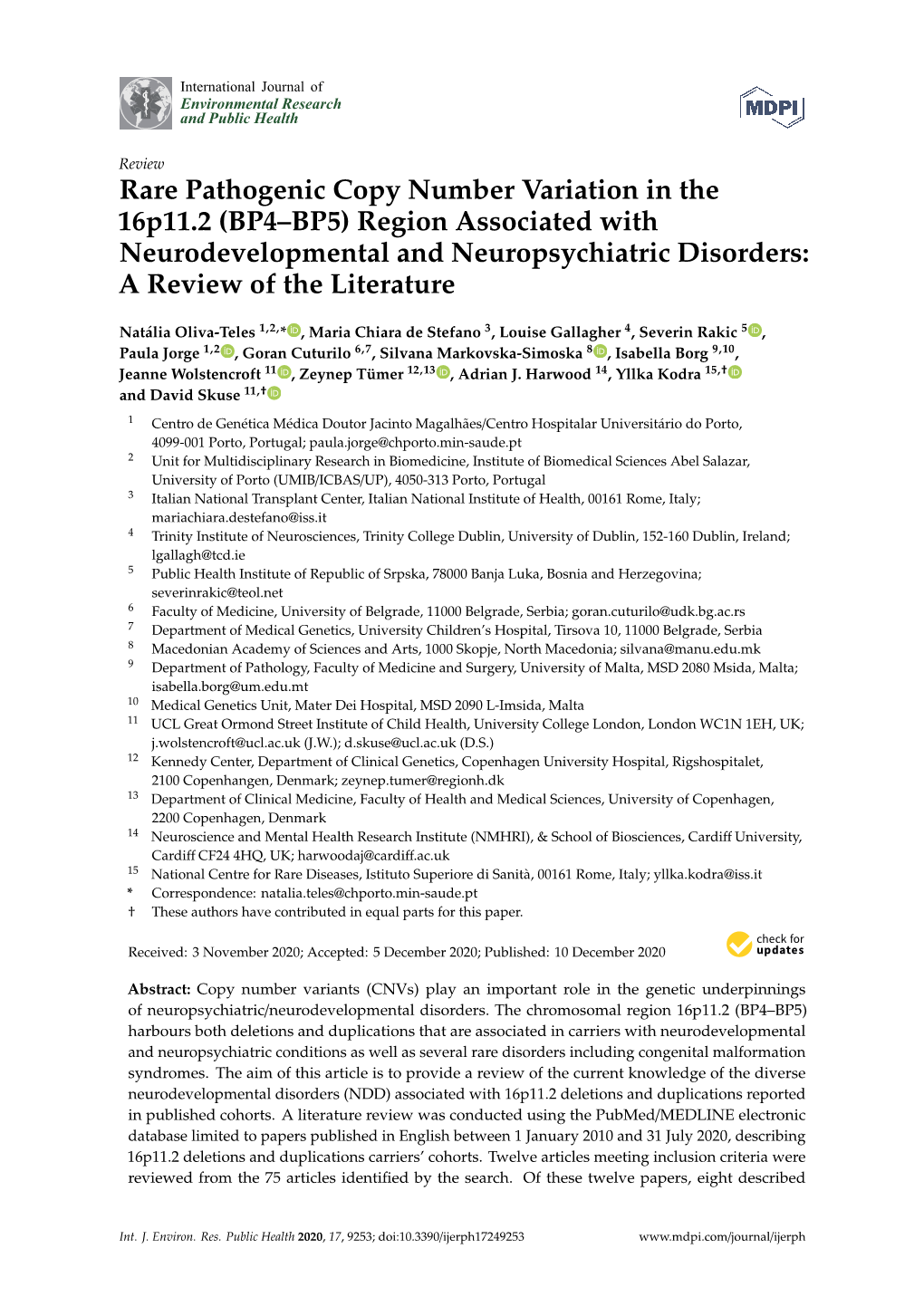 Rare Pathogenic Copy Number Variation in the 16P11.2 (BP4–BP5) Region Associated with Neurodevelopmental and Neuropsychiatric Disorders: a Review of the Literature