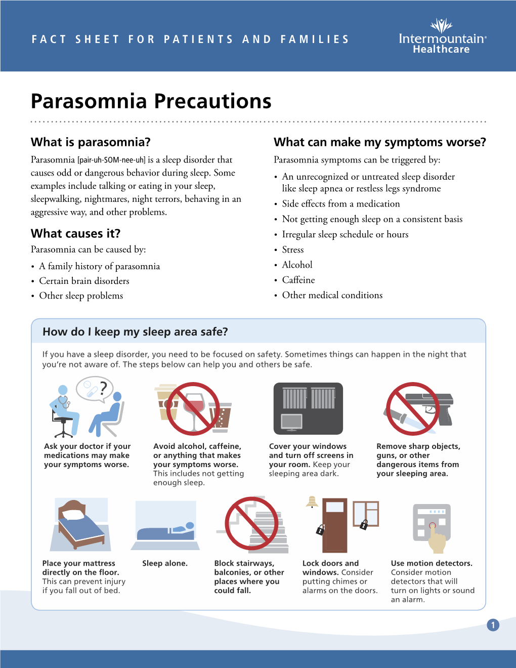 Parasomnia Precautions Fact Sheet