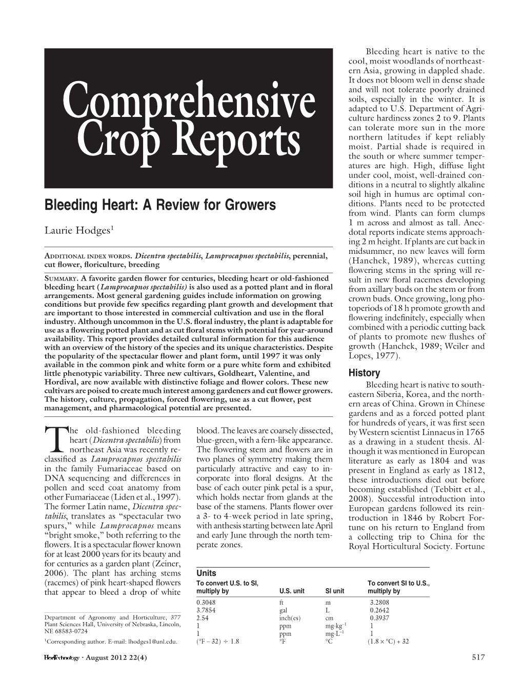 COMPREHENSIVE CROP REPORTS Purchased the Plant from a Nursery in Increased Dry Weight, Or Both Plants Remain Vegetative and May ﬂower Shanghai