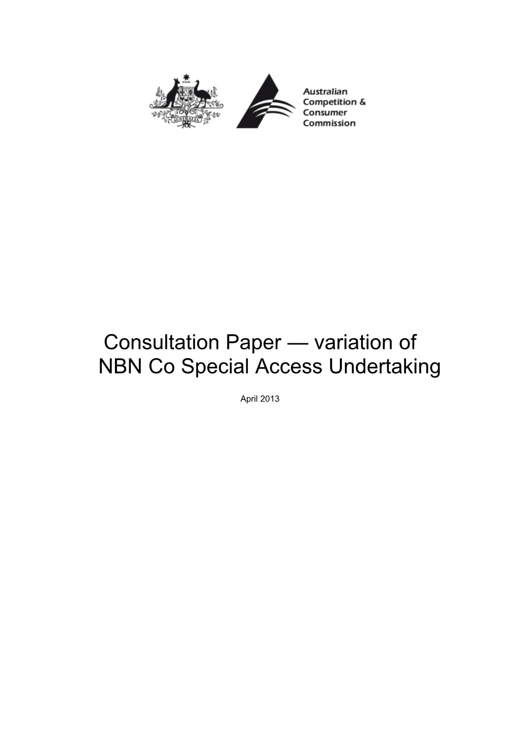 Consultation Paper Variation of Nbnco Special Access Undertaking