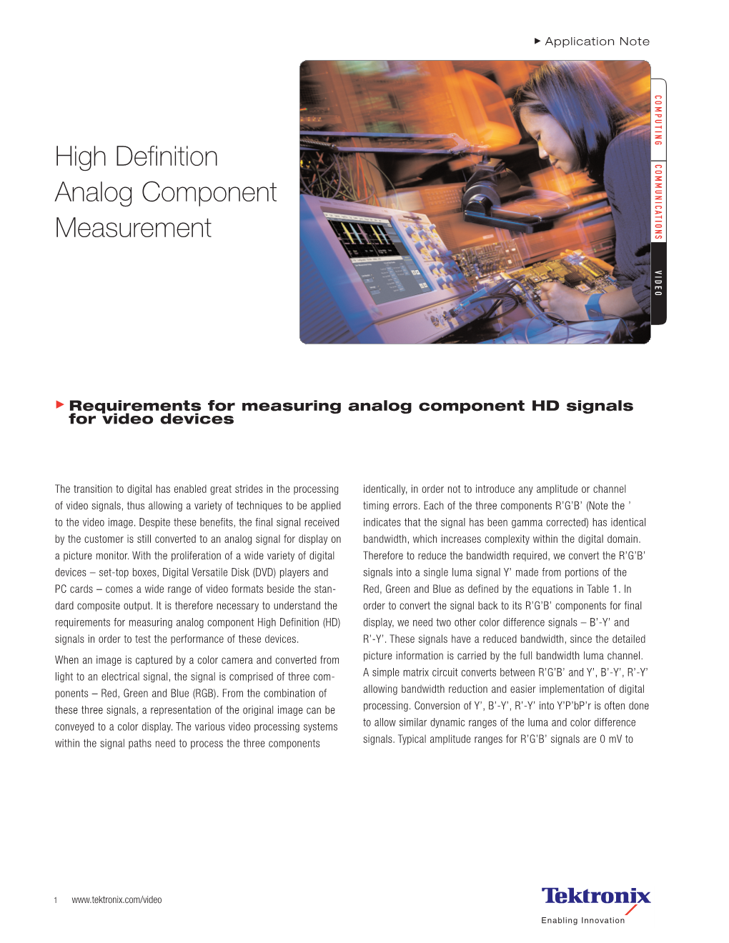 Applications &gt; High Definition Analog Component Measurement