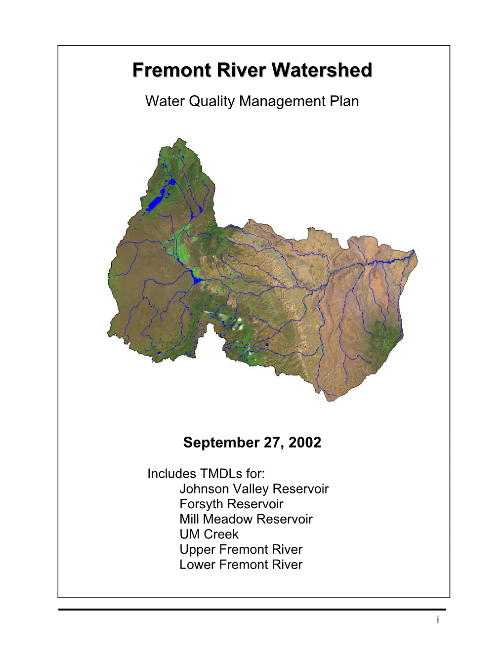 Fremont River Watershed Water Quality Management Plan