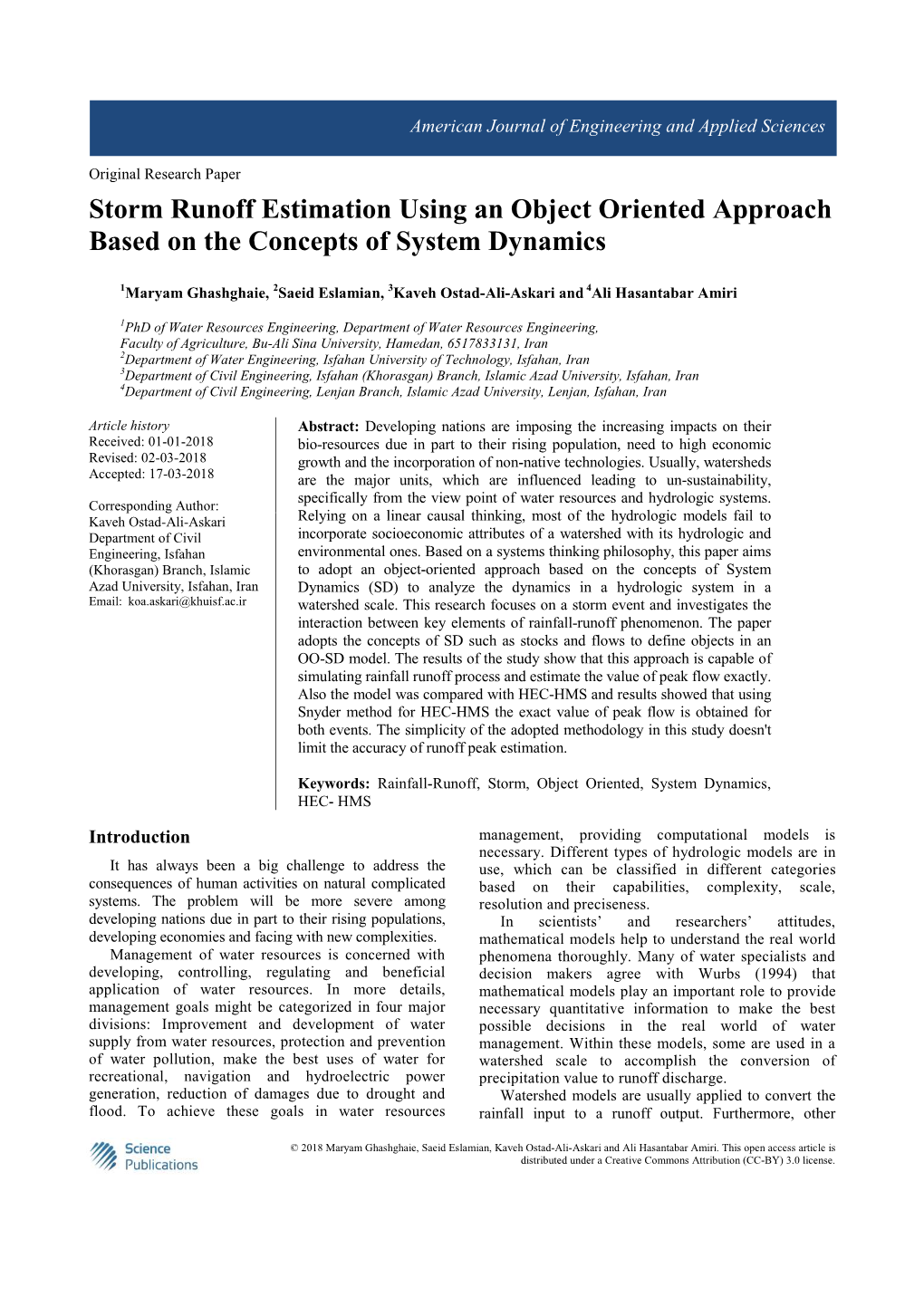 Storm Runoff Estimation Using an Object Oriented Approach Based on the Concepts of System Dynamics