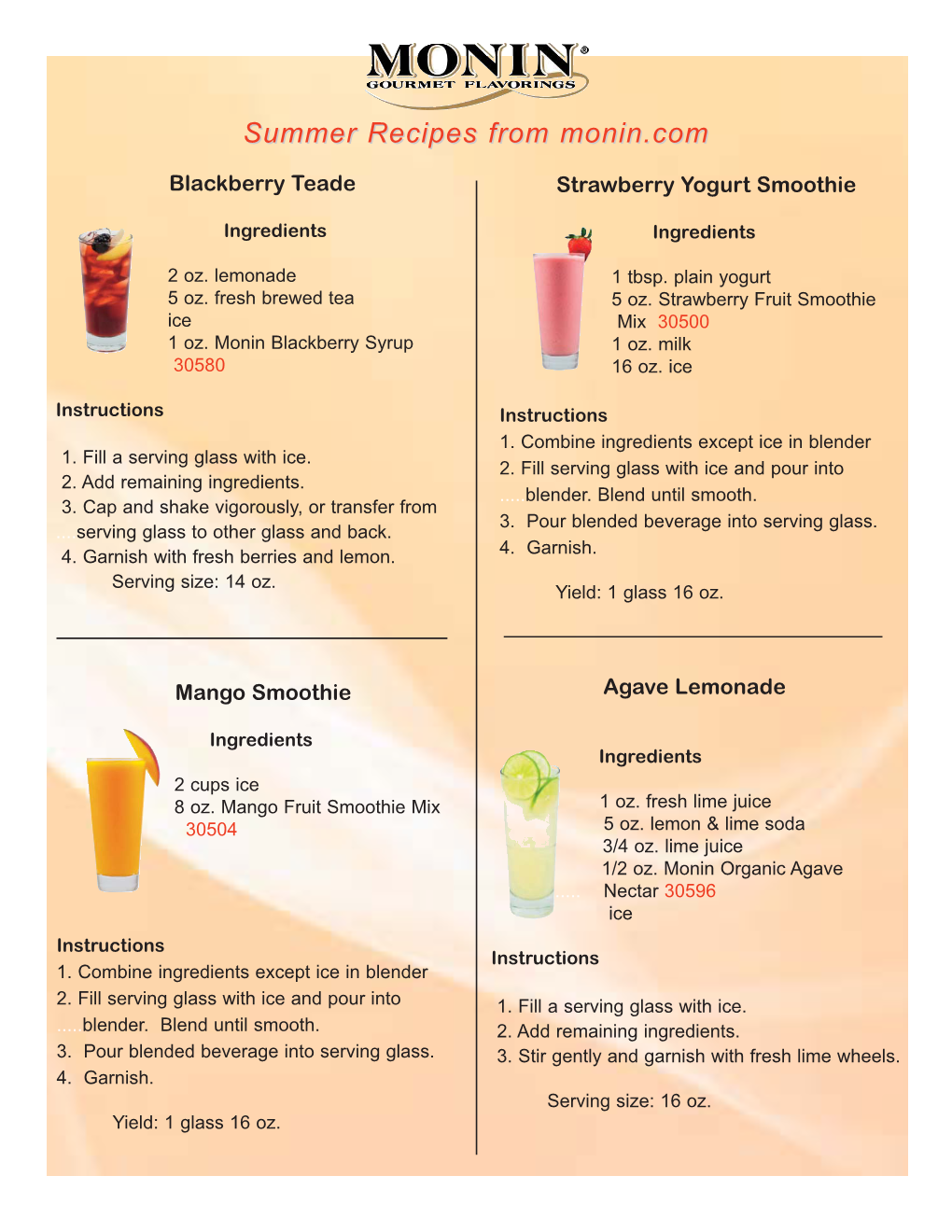 Monin Syrups Summer Recipes