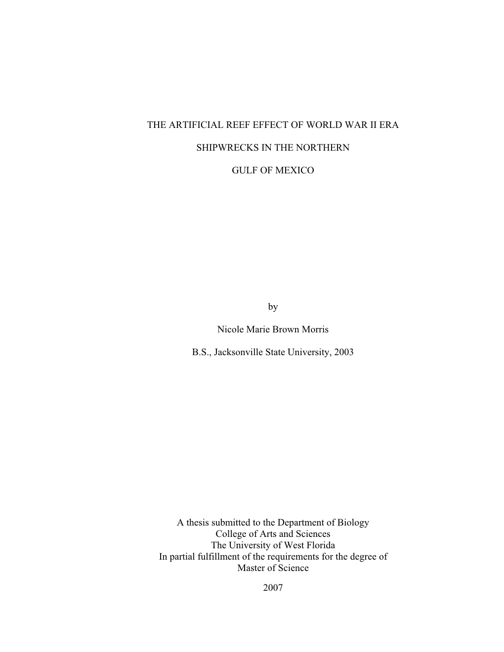 2007 the Artificial Reef Effect of World War Ii Era