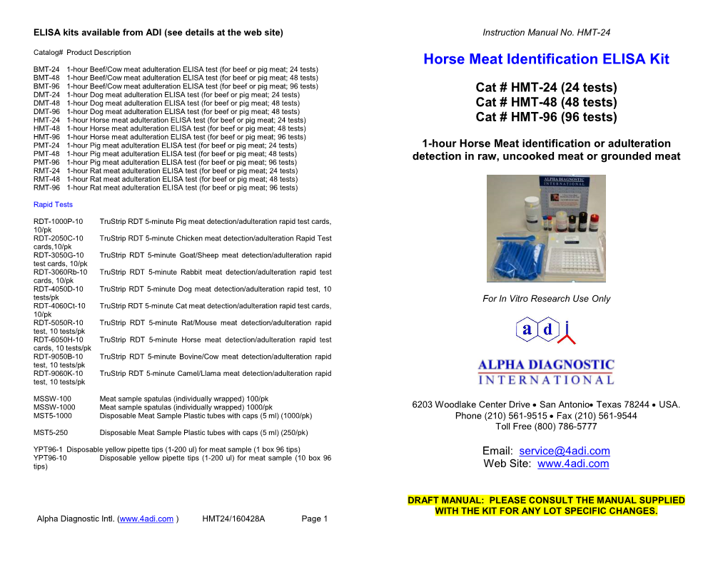 Horse Meat Identification ELISA