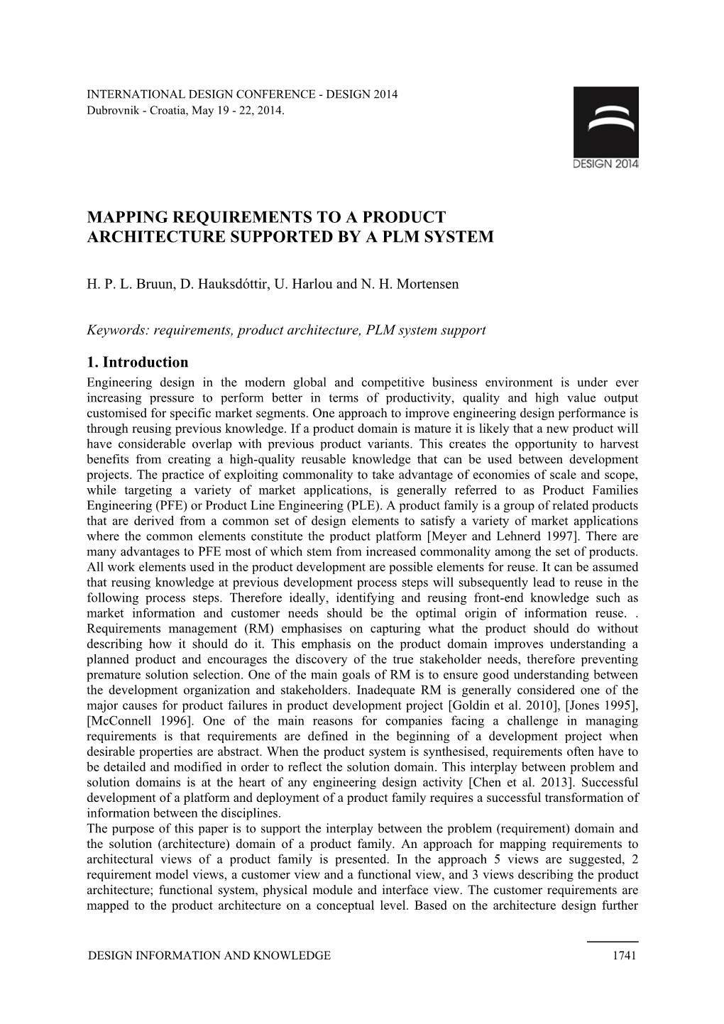 Mapping Requirements to a Product Architecture Supported by a Plm System