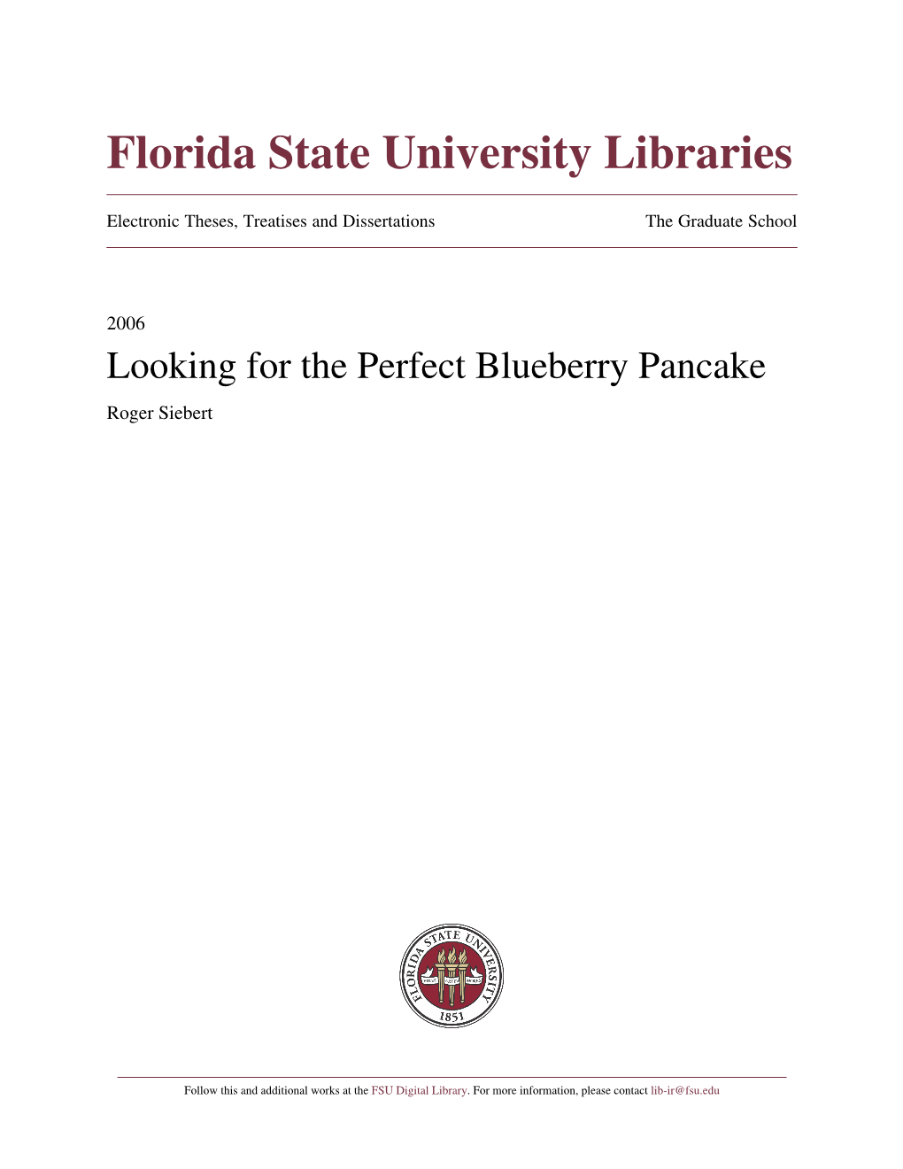 Looking for the Perfect Blueberry Pancake Roger Siebert