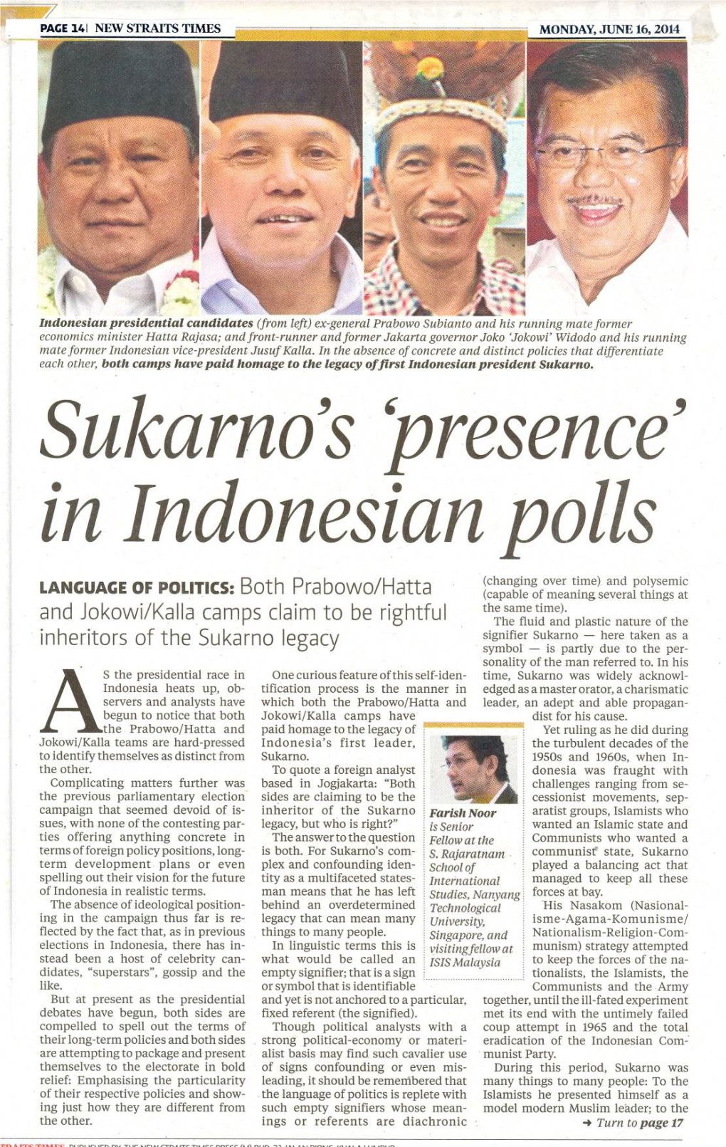 Su/(Arno's 'Presence' in Indonesian Polls