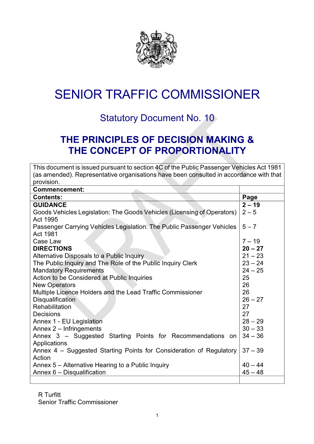 Senior Traffic Commissioner