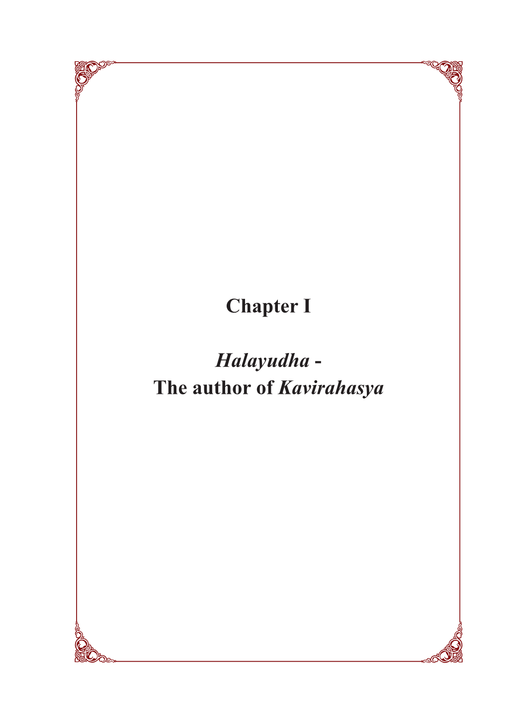 Chapter I Halayudha