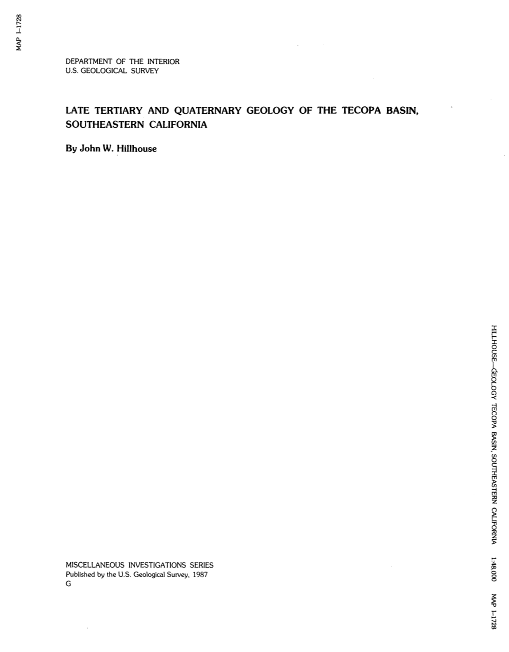 Late Tertiary and Quaternary Geology of the Tecopa Basin, Southeastern California