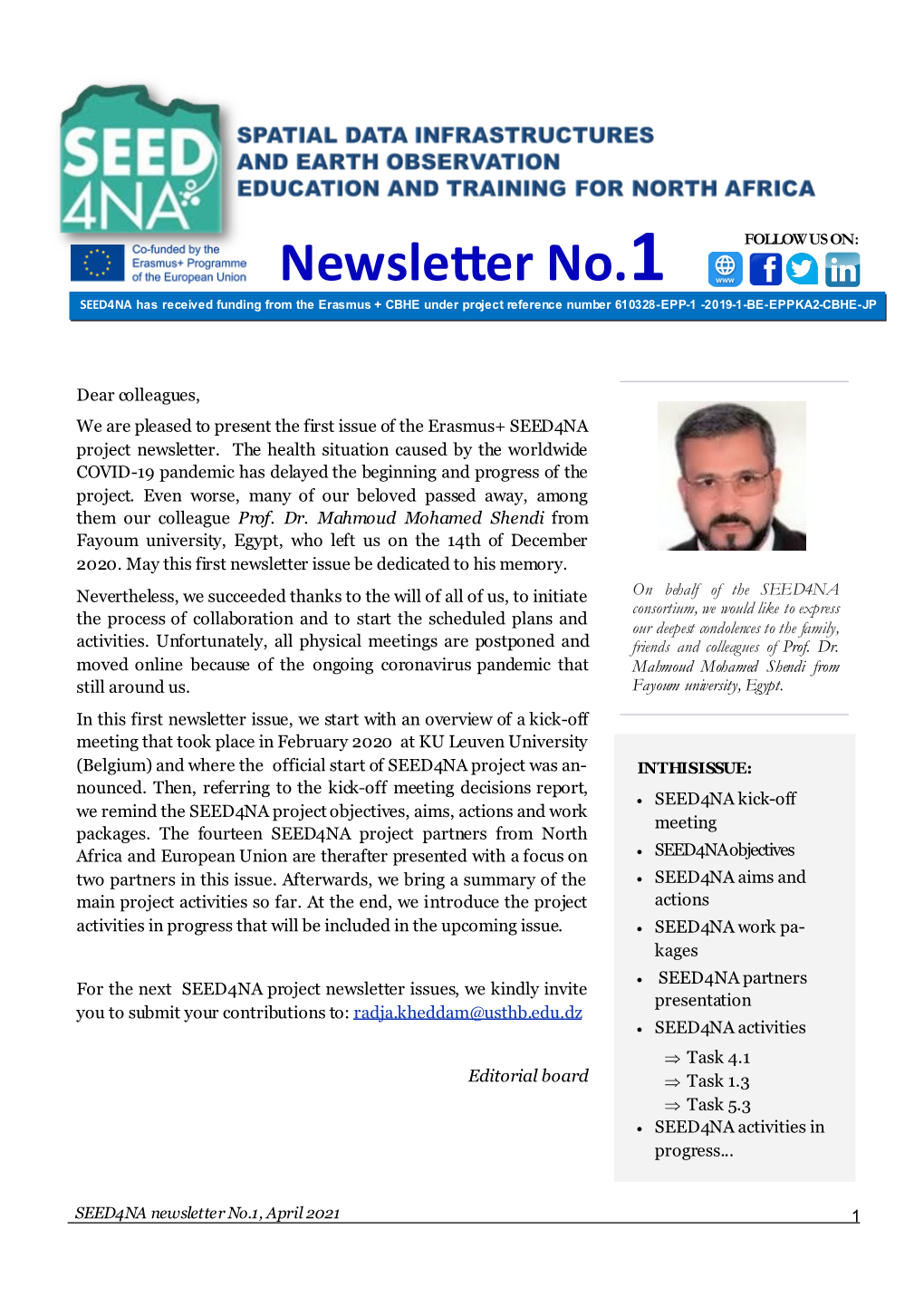 Newsletter No.1, April 2021