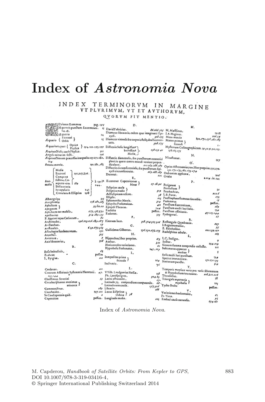 Index of Astronomia Nova