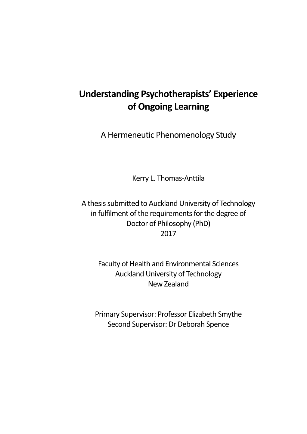 Understanding Psychotherapists' Experience of Ongoing Learning