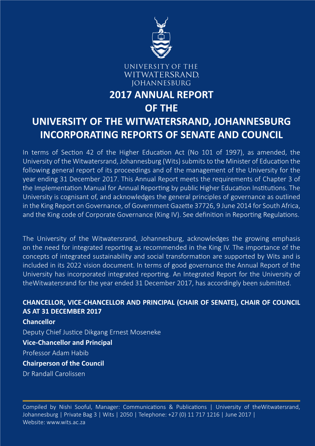 2017 Annual Report of the University of the Witwatersrand, Johannesburg