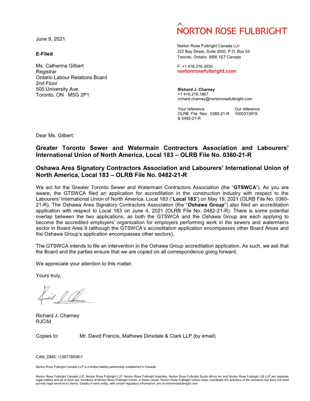 Greater Toronto Sewer and Watermain Contractors Association and Labourers’ International Union of North America, Local 183 – OLRB File No