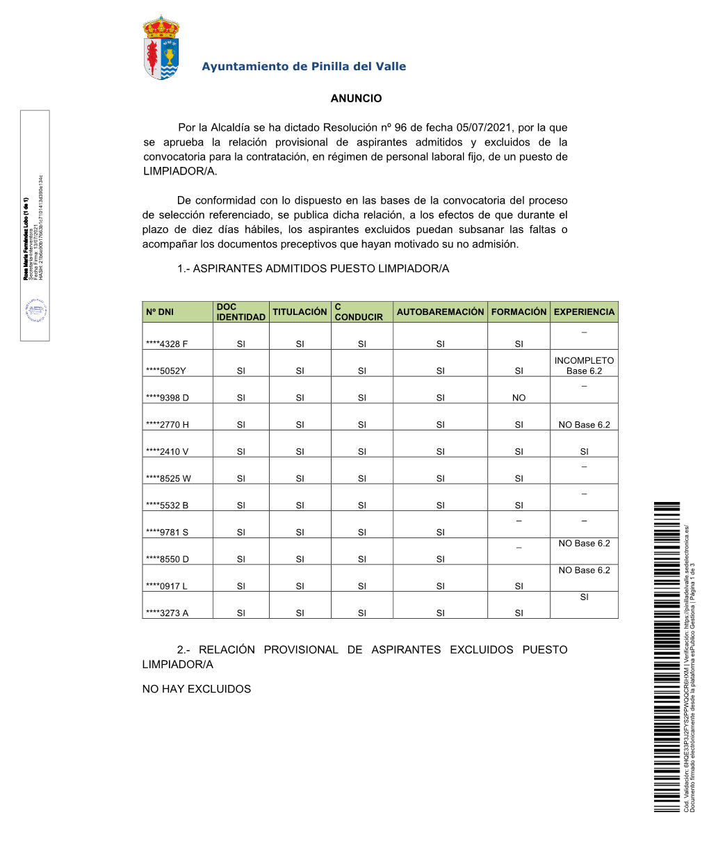 Ayuntamiento De Pinilla Del Valle ANUNCIO Por La Alcaldía Se Ha