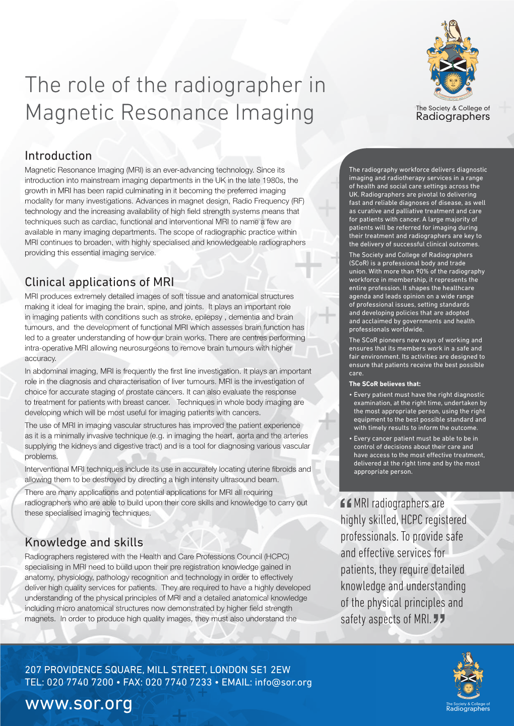 The Role of the Radiographer in Magnetic Resonance Imaging