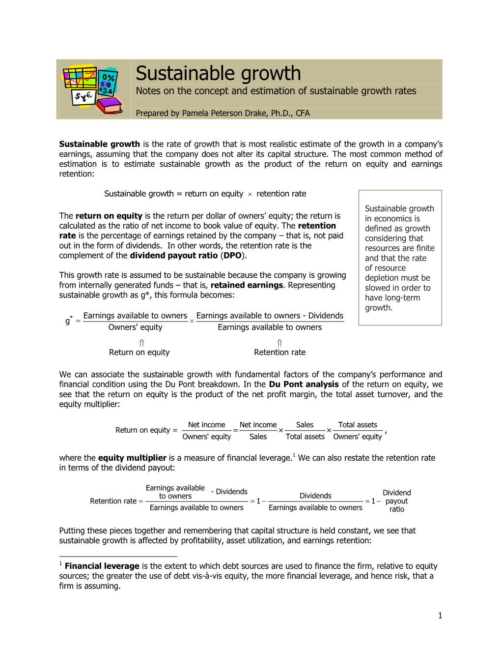 Sustainable Growth Notes on the Concept and Estimation of Sustainable Growth Rates