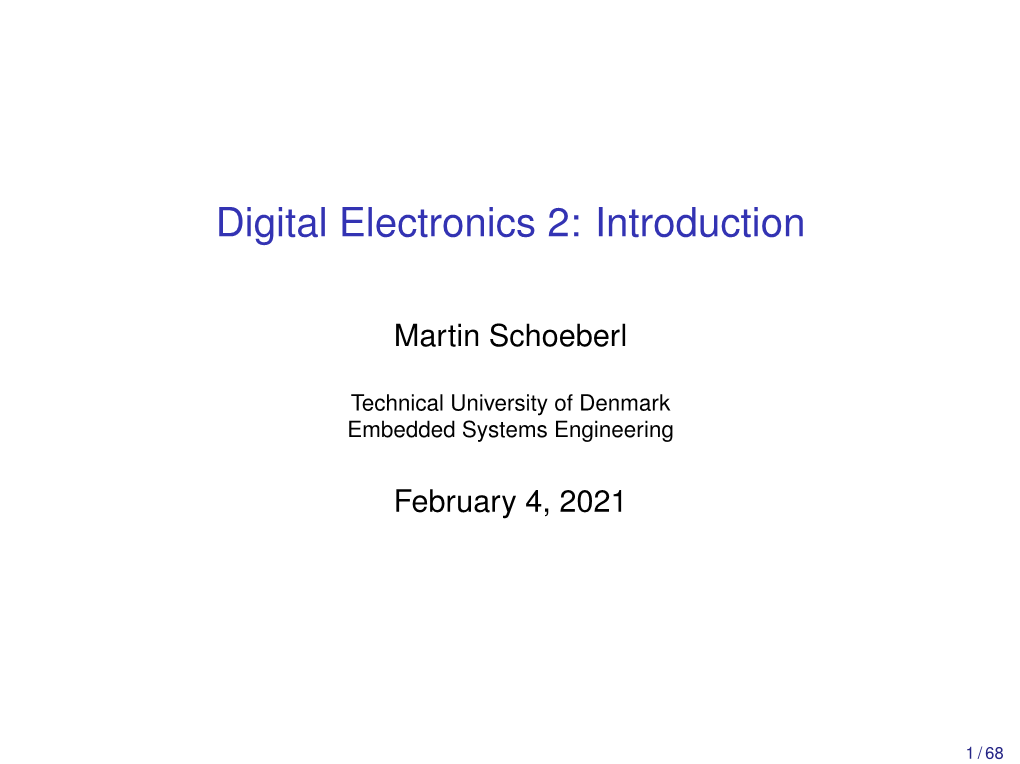 Digital Electronics 2: Introduction