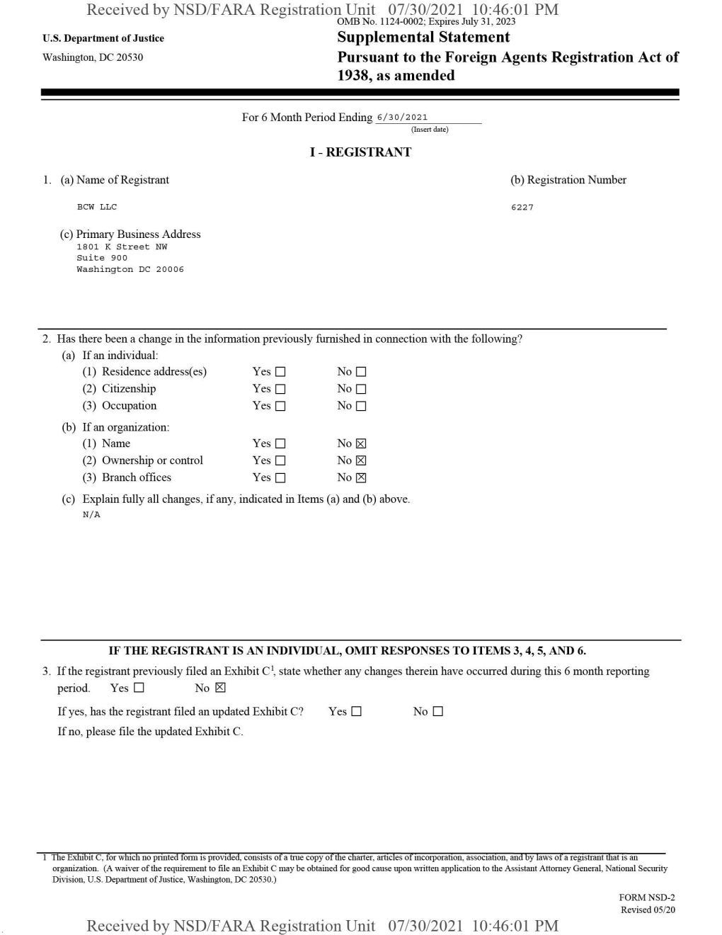 Received by NSD/FARA Registration Unit 07/30/2021 10:46:01 PM OMB No