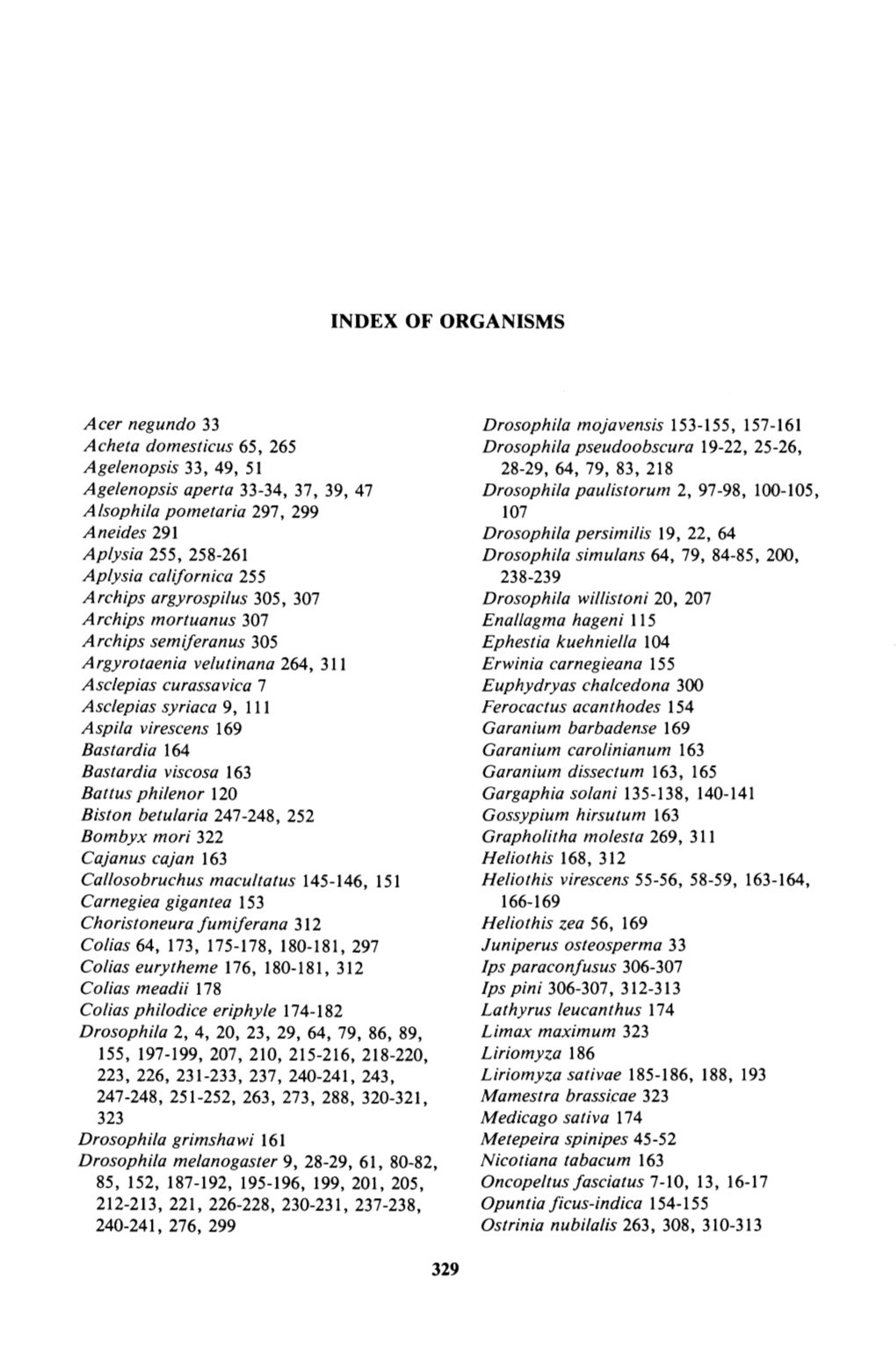Index of Organisms