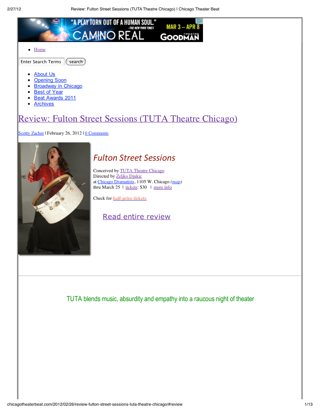 Review: Fulton Street Sessions (TUTA Theatre Chicago) Fulton