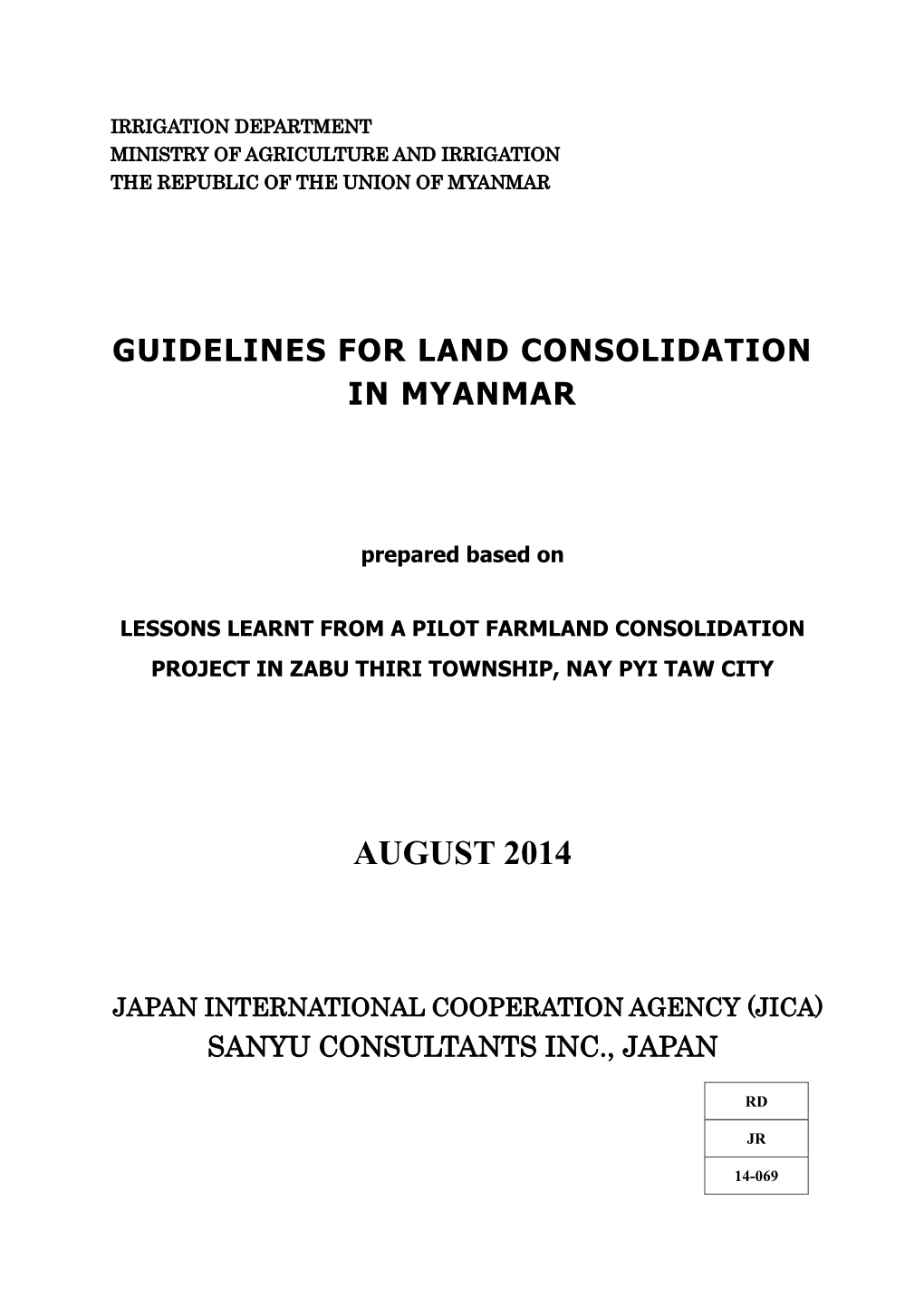 Guidelines for Land Consolidation in Myanmar