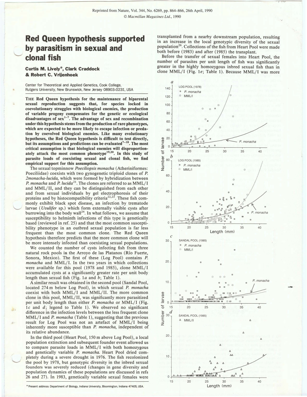 Red Queen Hypothesis Supported by Parasitism in Sexual and Clonal Fish