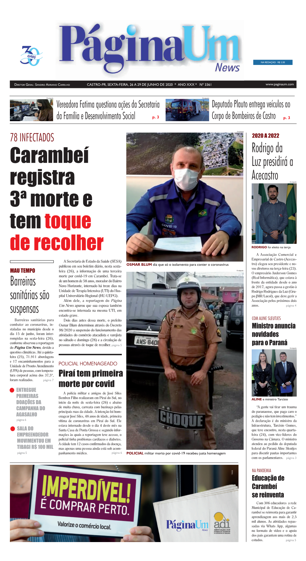 Carambeí Registra 3ª Morte E Tem Toque De Recolher