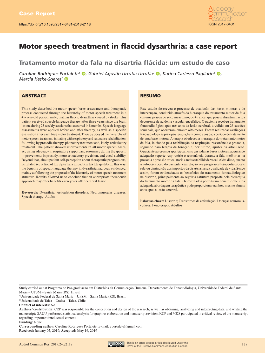 Motor Speech Treatment in Flaccid Dysarthria: a Case Report